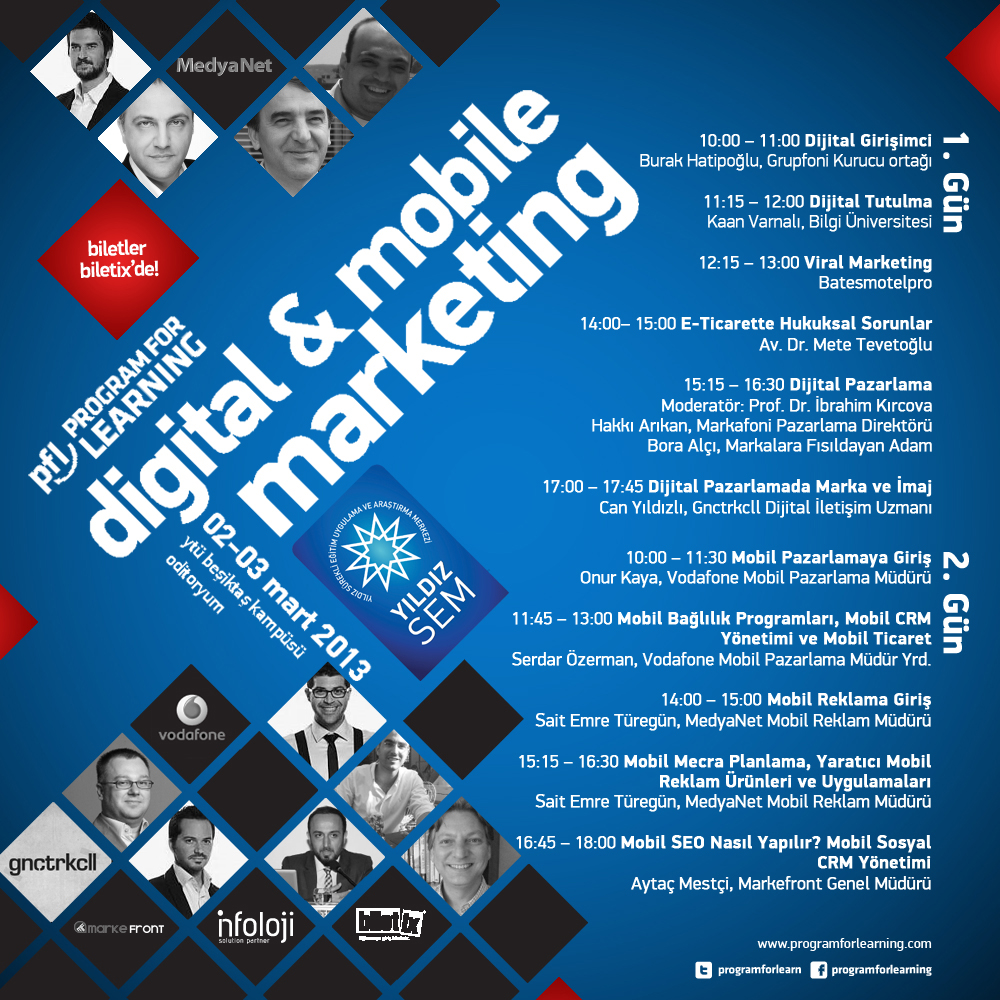 02 – 03 Mart 2013: Program for Learning – Digital and Mobile Marketing